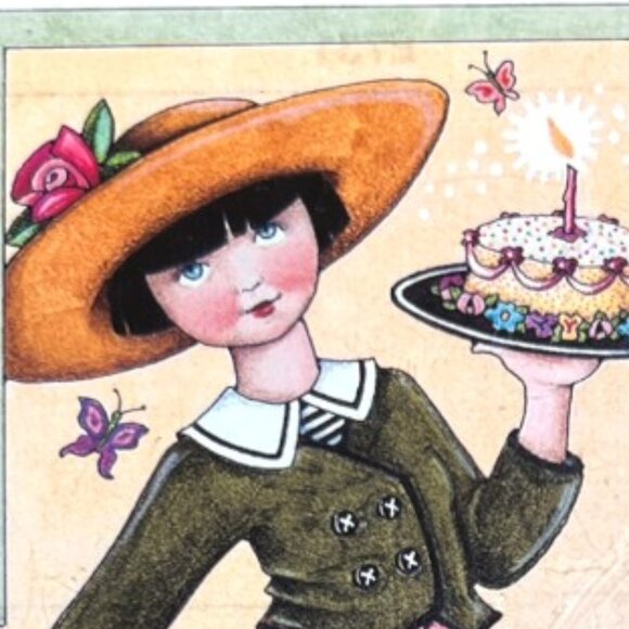 Vtg 1980s MARY ENGELBREIT Acrylic MUSICAL Picture Frame w Happy Birthday Card - Picture 10 of 16